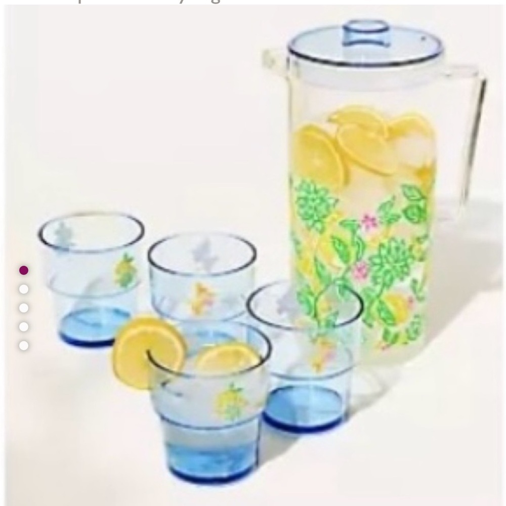 Lilly Pulitzer Lemon pitcher and cups   NWT